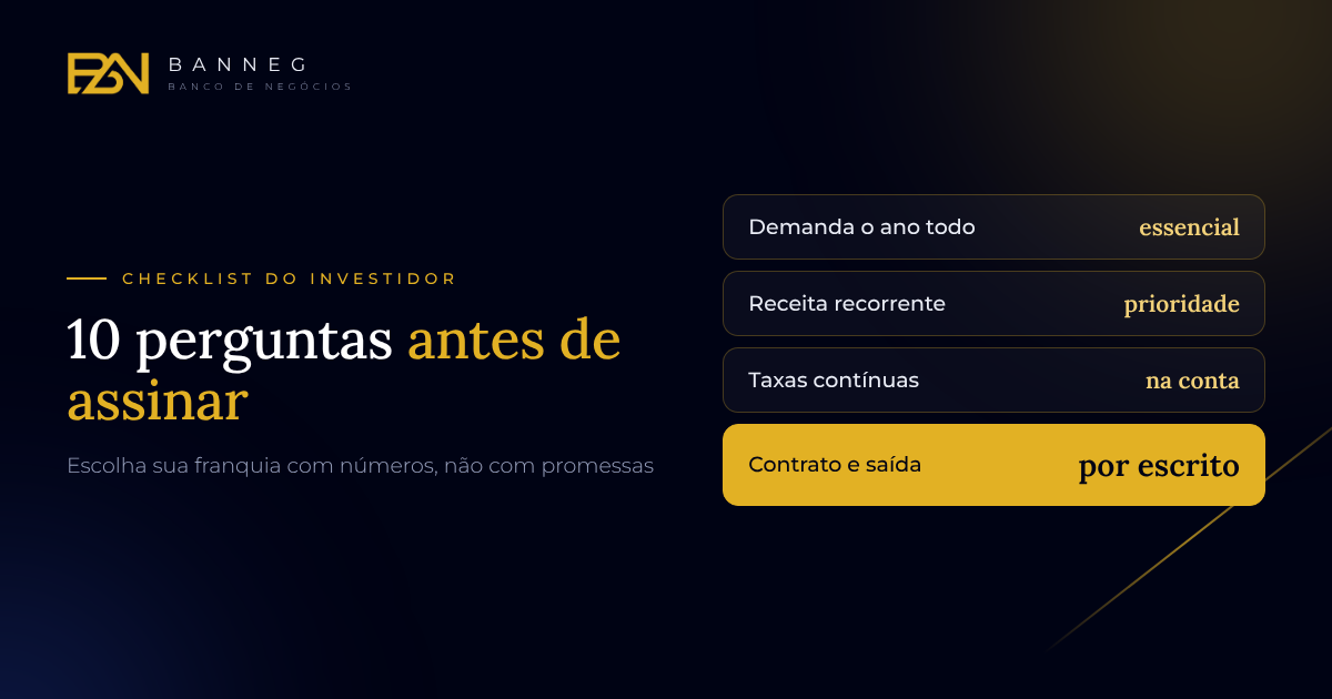 Capa do artigo Banneg: Como escolher uma franquia: 10 perguntas antes de assinar